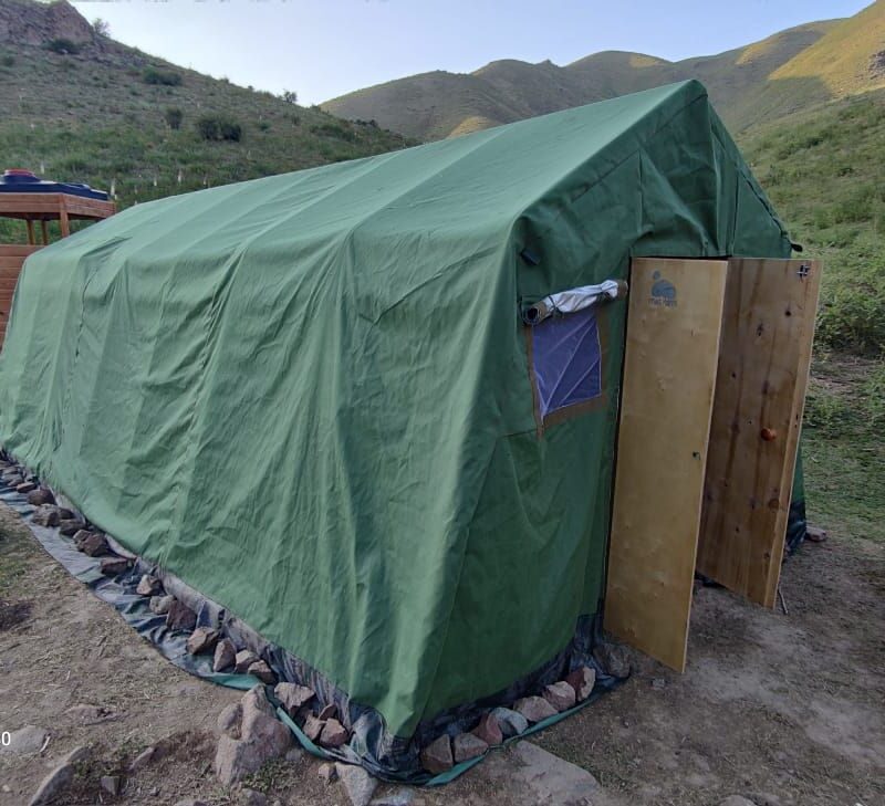 tent in kyrgyzstan amry coloured khaki